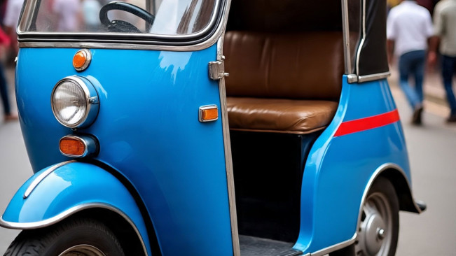 Ilustrasi Bajaj roda tiga (Meta AI)